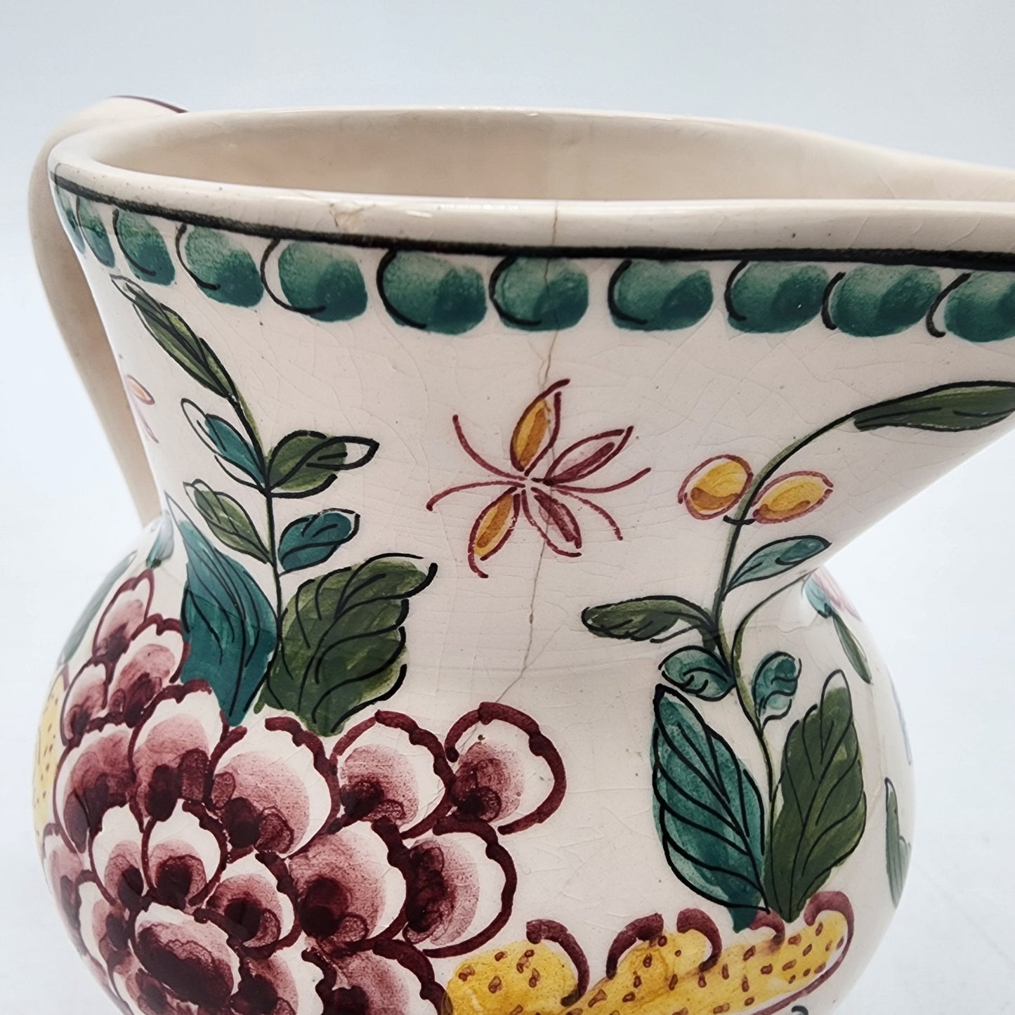 Quteiro Agueoa Hand Painted Portugal Pitcher AS FOUND