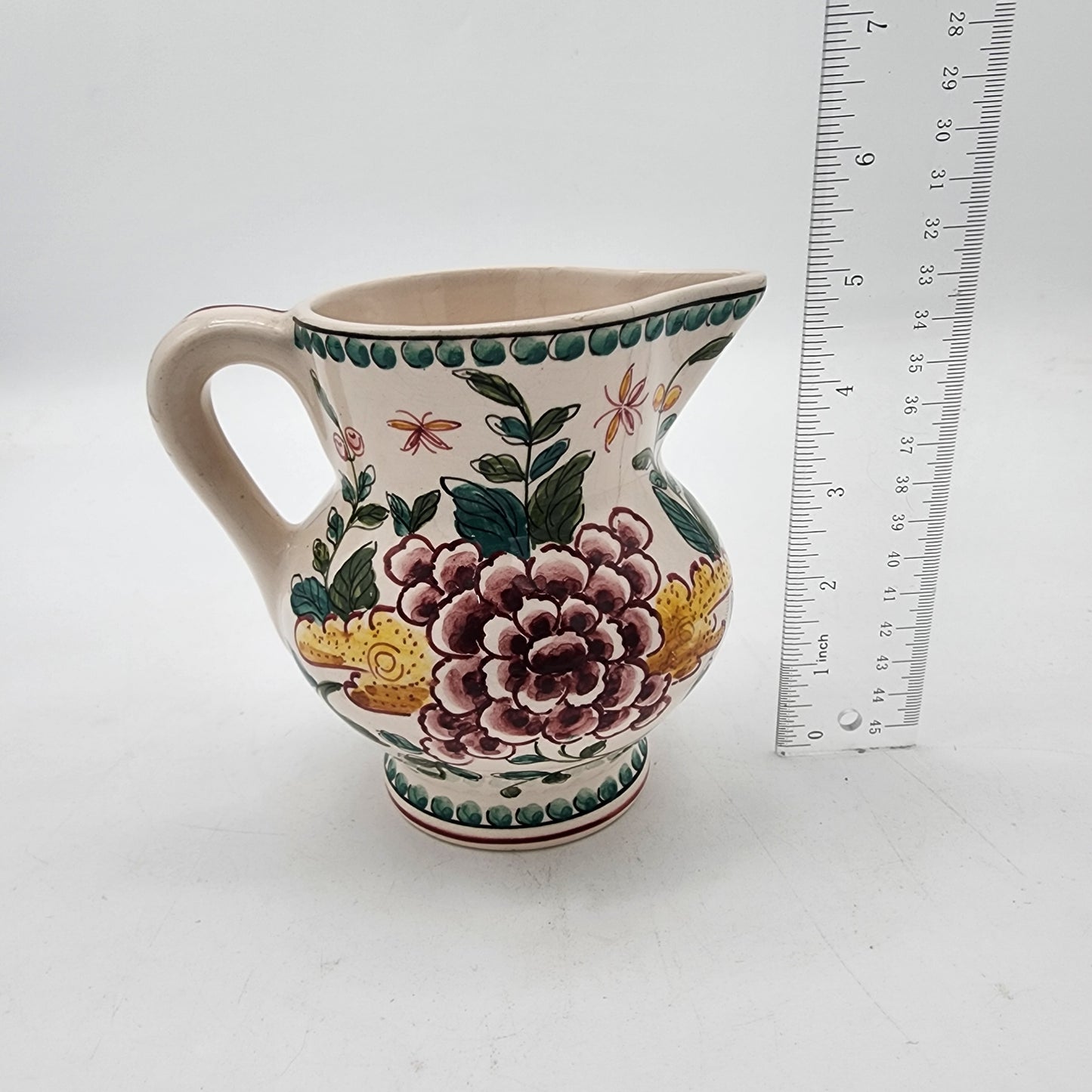 Quteiro Agueoa Hand Painted Portugal Pitcher AS FOUND