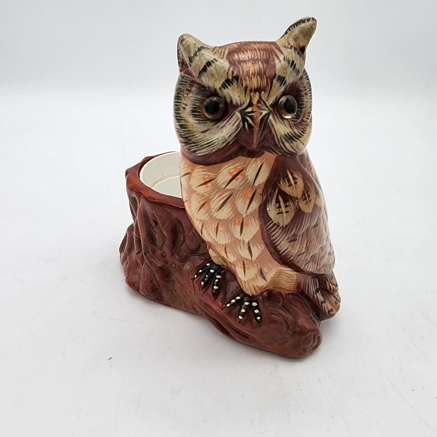 Vintage Holland Floral Inc Hand Painted Owl Planter