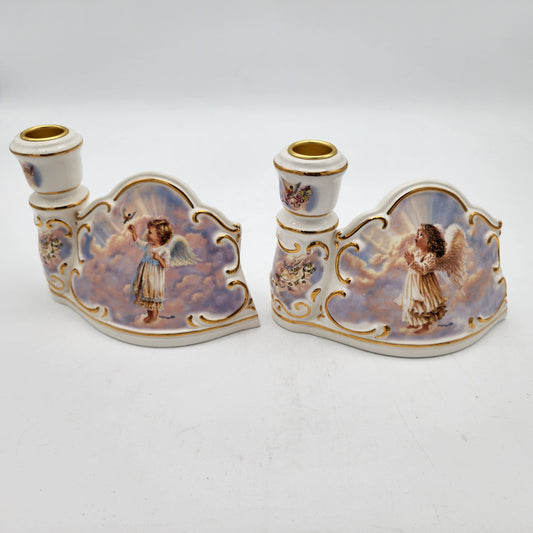 Pair of Bradford Exchange Circle of Light Series Candle Holders