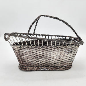 Silver Plated Wire Wine Bottle Basket Made in Japan