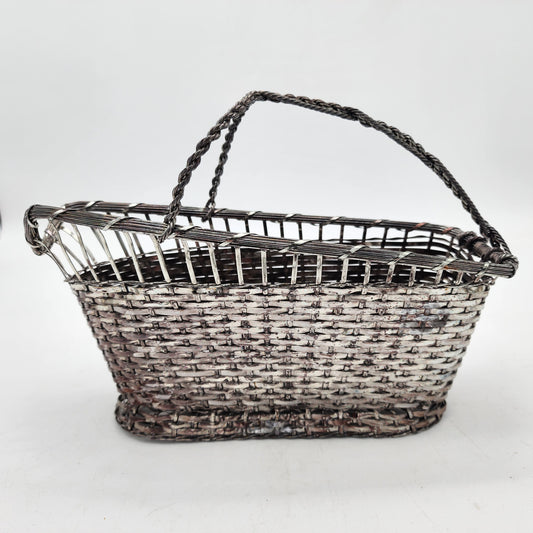 Silver Plated Wire Wine Bottle BasketMade in Japan