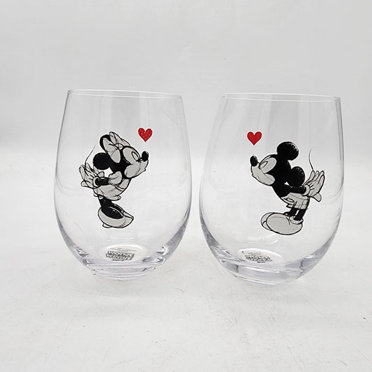 Mickey and Minnie Stemless Wine Glass Set