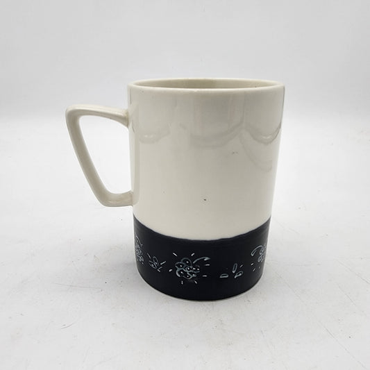 Starbucks 2013 Black and White Mug with Floral Design