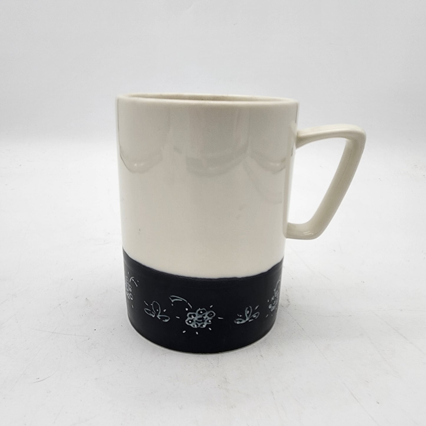 Starbucks 2013 Black and White Mug with Floral Design