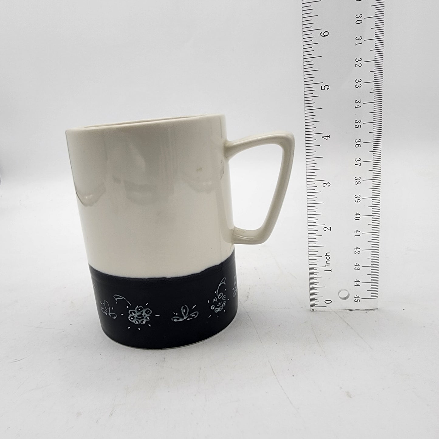 Starbucks 2013 Black and White Mug with Floral Design