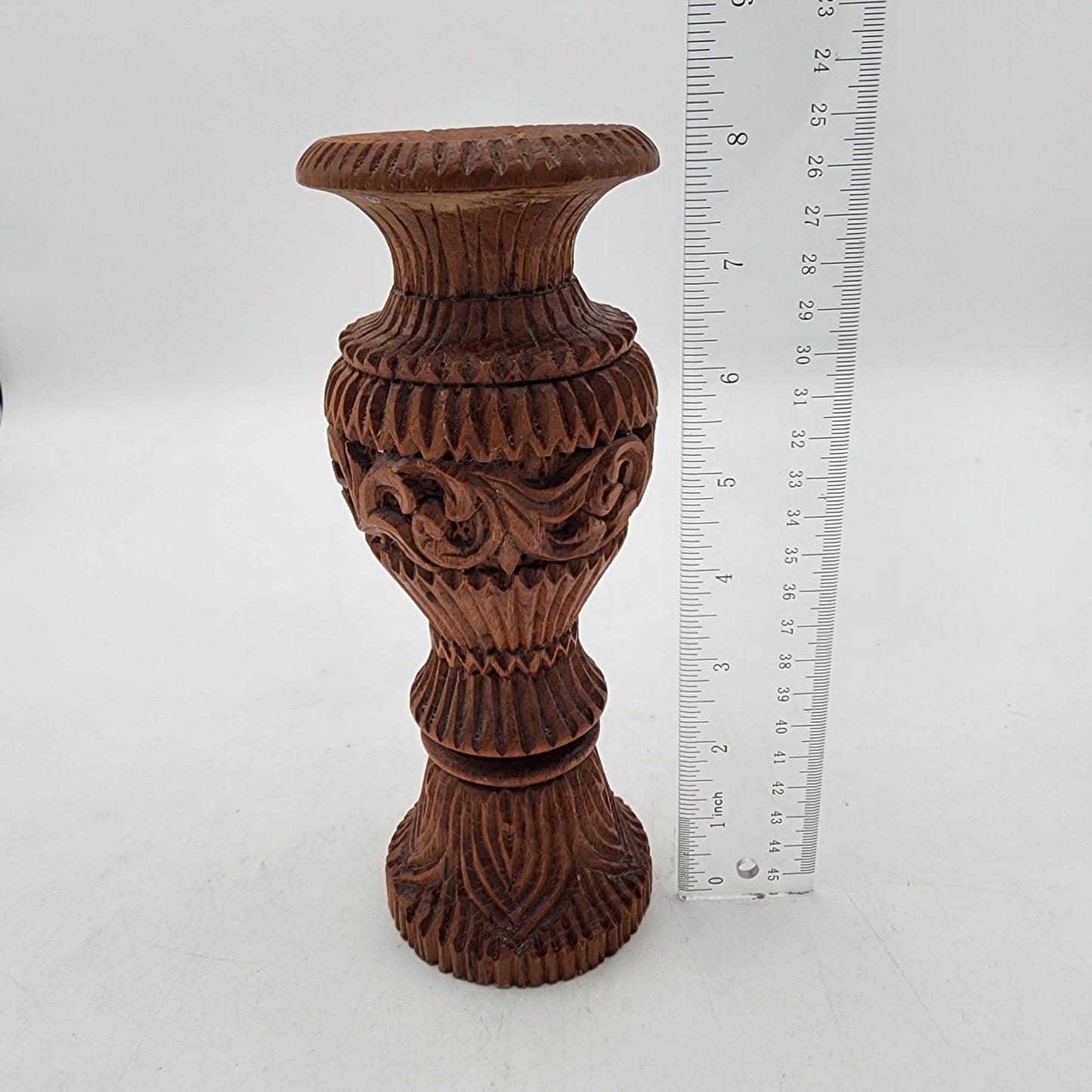 Vintage Wood Hand Craved Vase