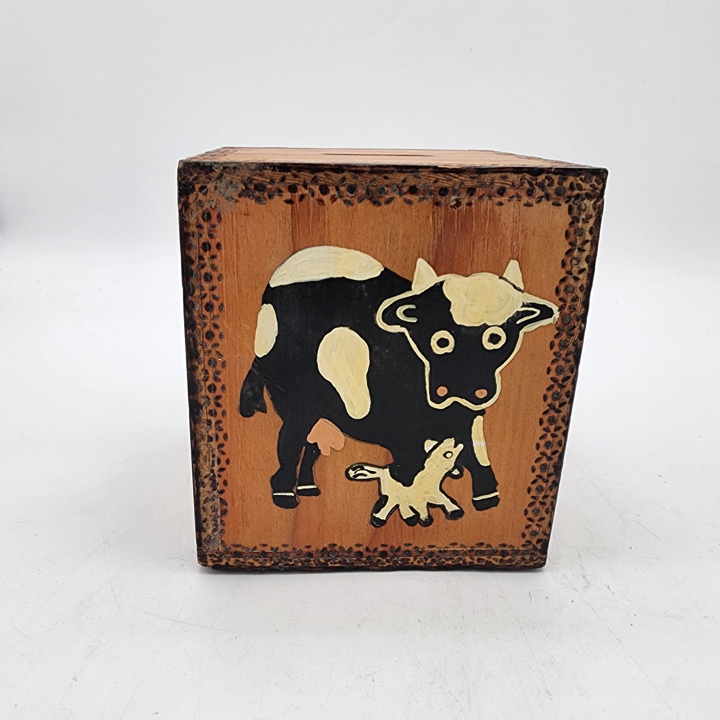 Farm Yard Animal Hand Made Wood Piggy Bank Box