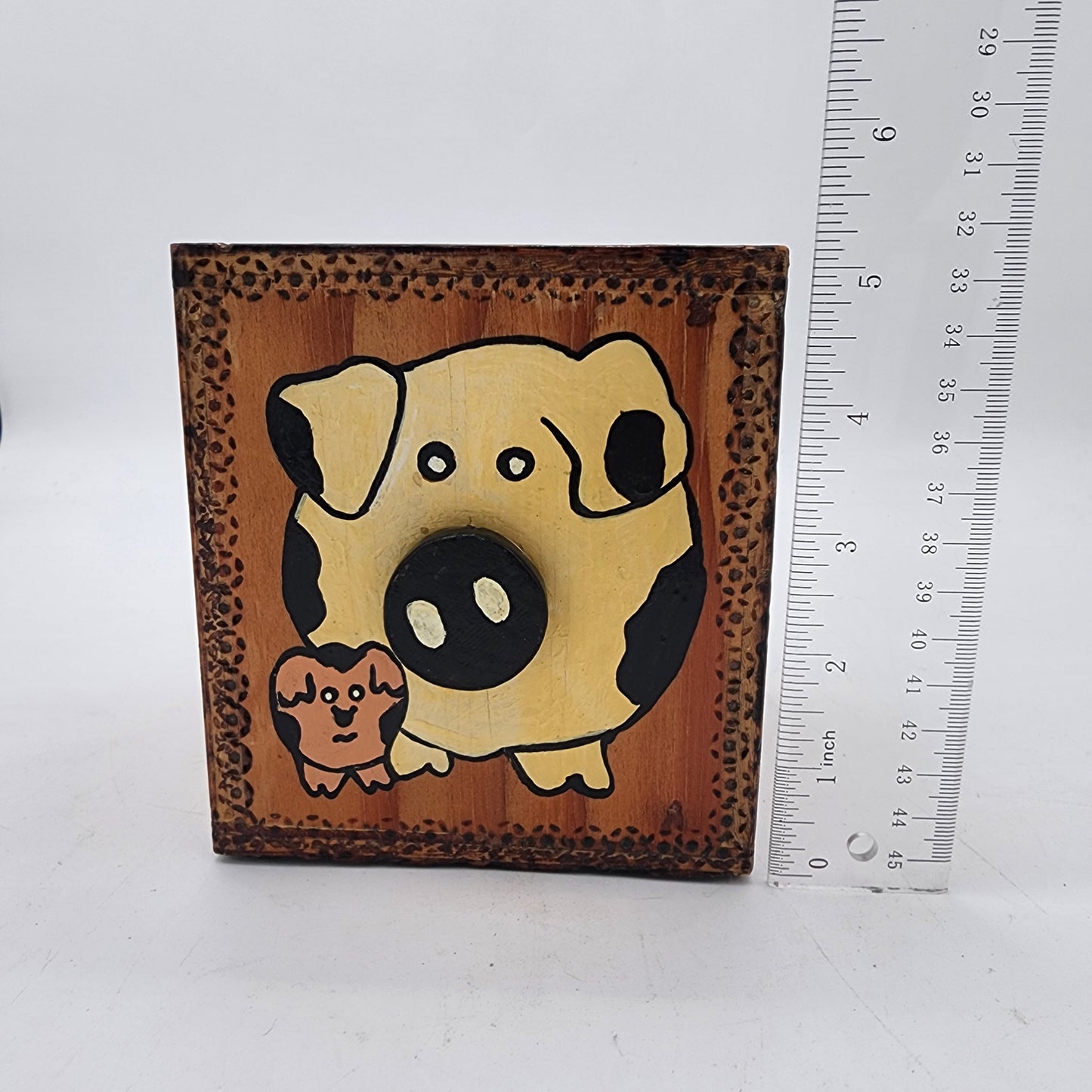 Farm Yard Animal Hand Made Wood Piggy Bank Box