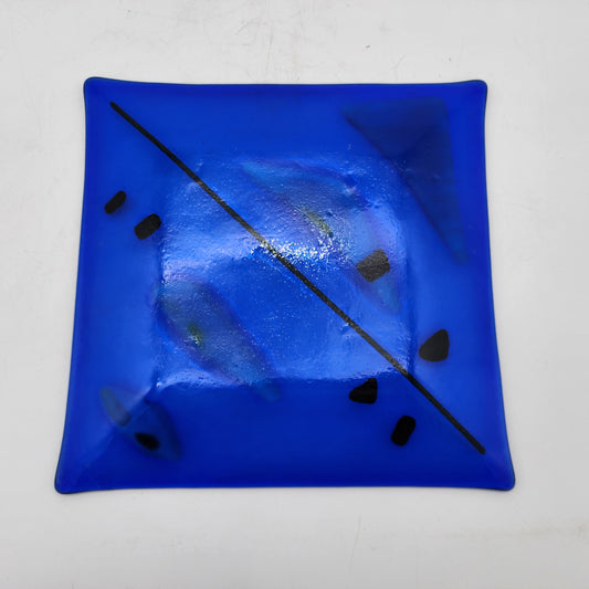 Blue Fused Glass Square Plate