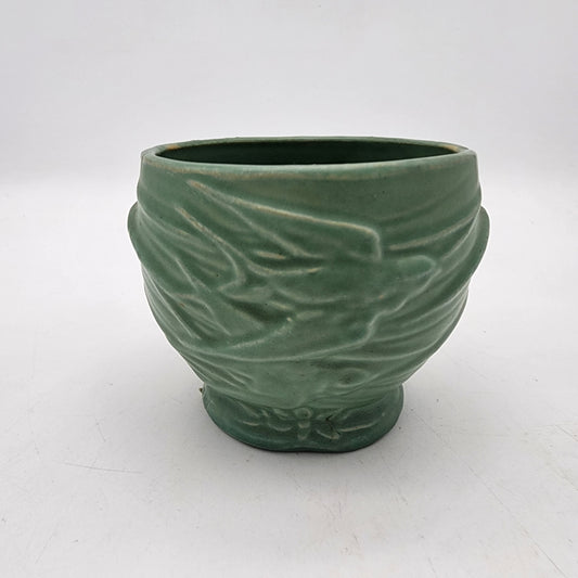 Vintage McCoy Pottery Green Matte Swallows Bird Planter