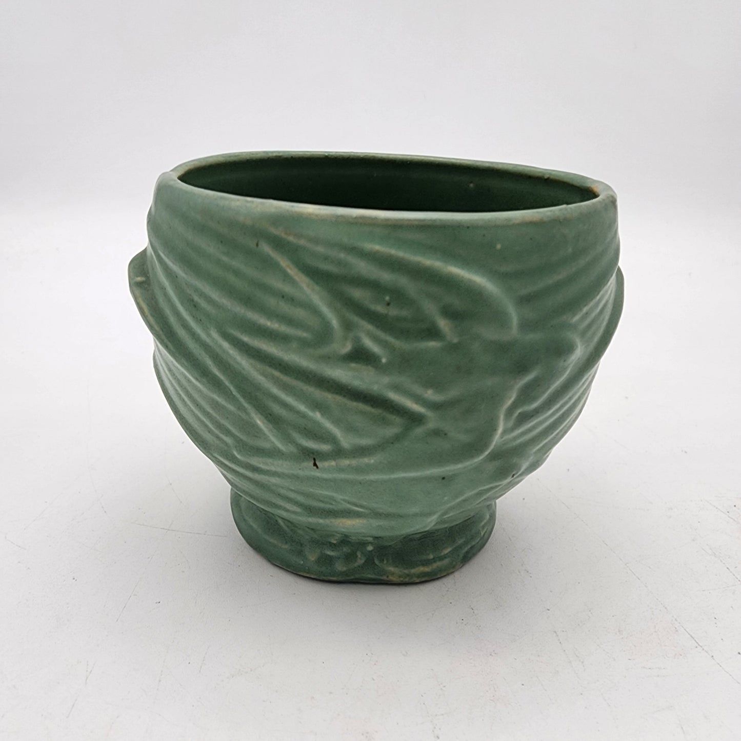 Vintage McCoy Pottery Green Matte Swallows Bird Planter