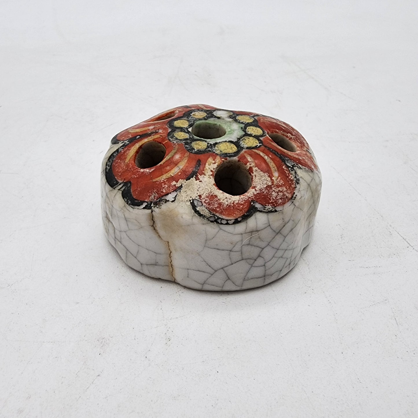 Art Pottery Flower Frog with Flower Design