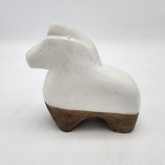 Odd Little Horse Figurine Wood and Ceramic