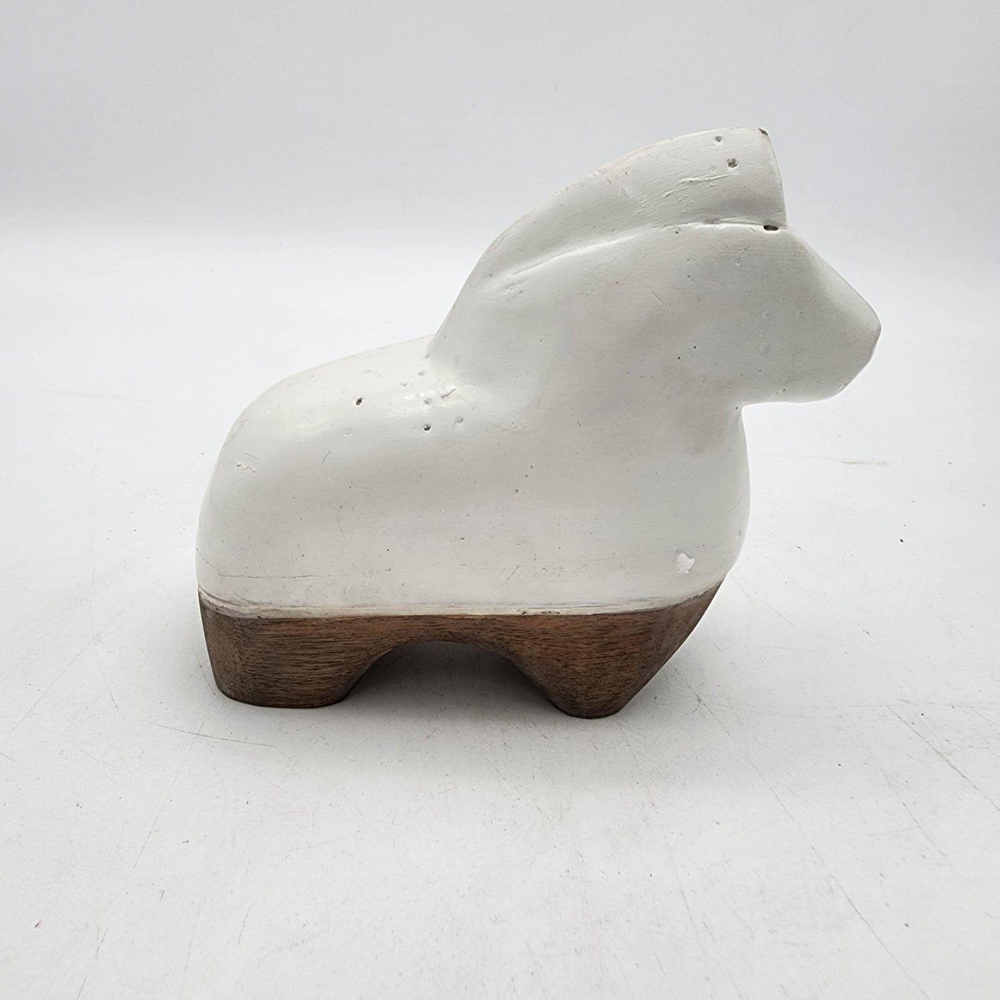 Odd Little Horse Figurine Wood and Ceramic