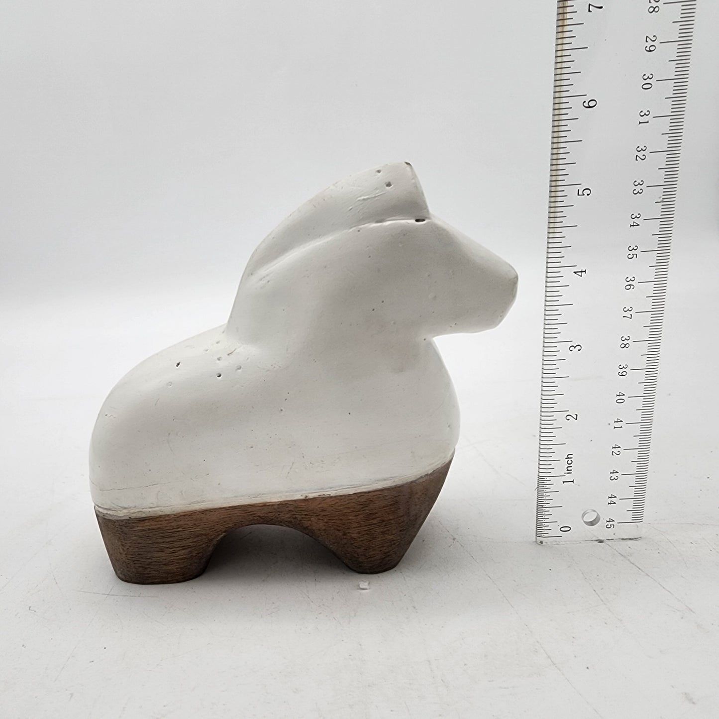 Odd Little Horse Figurine Wood and Ceramic