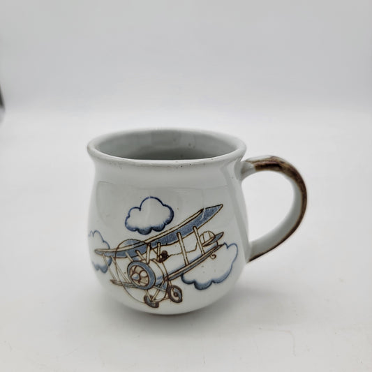 Vintage Otagiri Biplane Airplane Pottery Moustache Mug