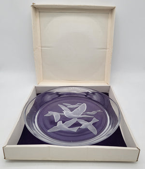 Sasaki Crystal Etched Plate Flying BIrds