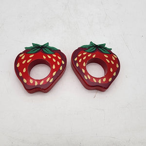 Pair of Wood Painted Strawberry Napkin Rings
