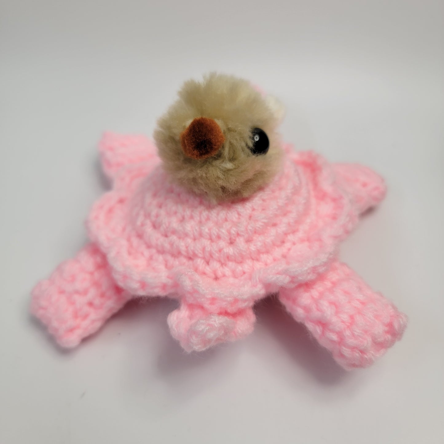 Hand Crocheted Turtle Pink with Bunny