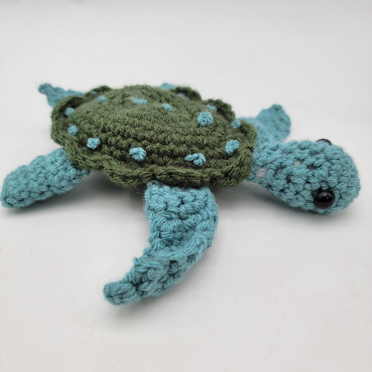 Hand Crocheted  Sea Turtle Green and Blue