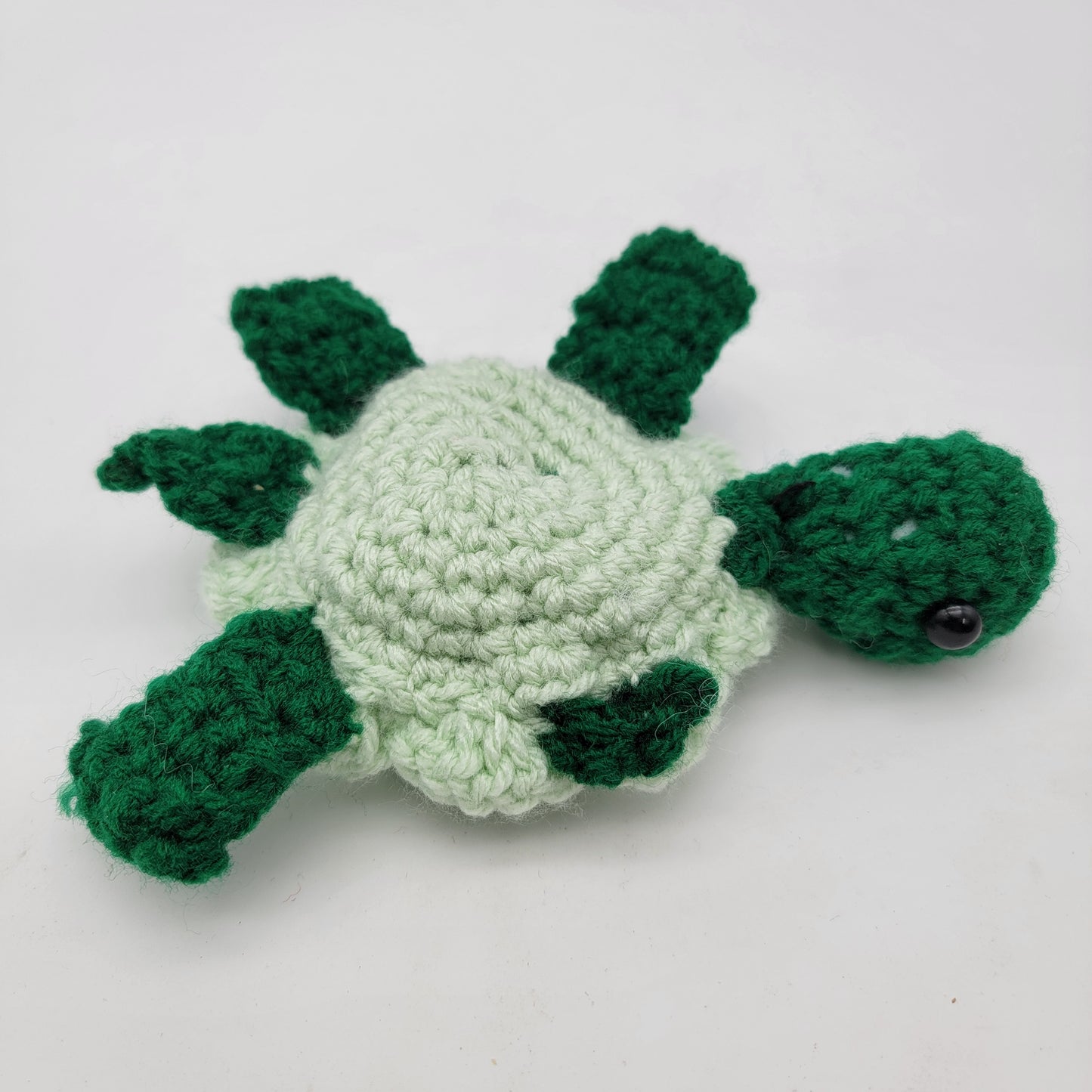 Hand Crocheted  3 Legged Turtle Green on Green