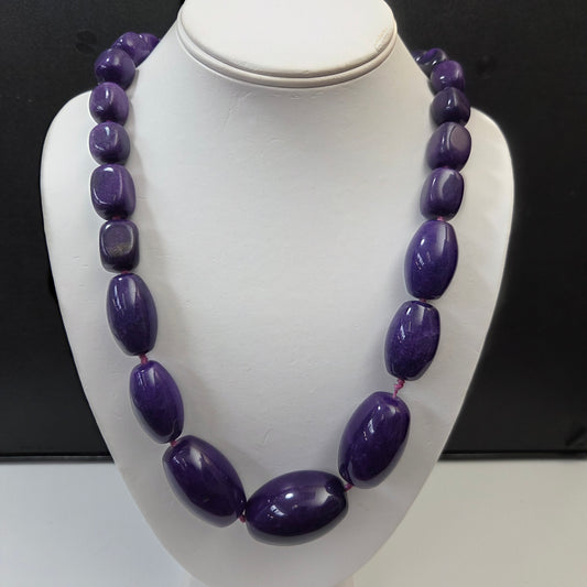 Large Purple Sugilite Gemstone Beaded Necklace 29"