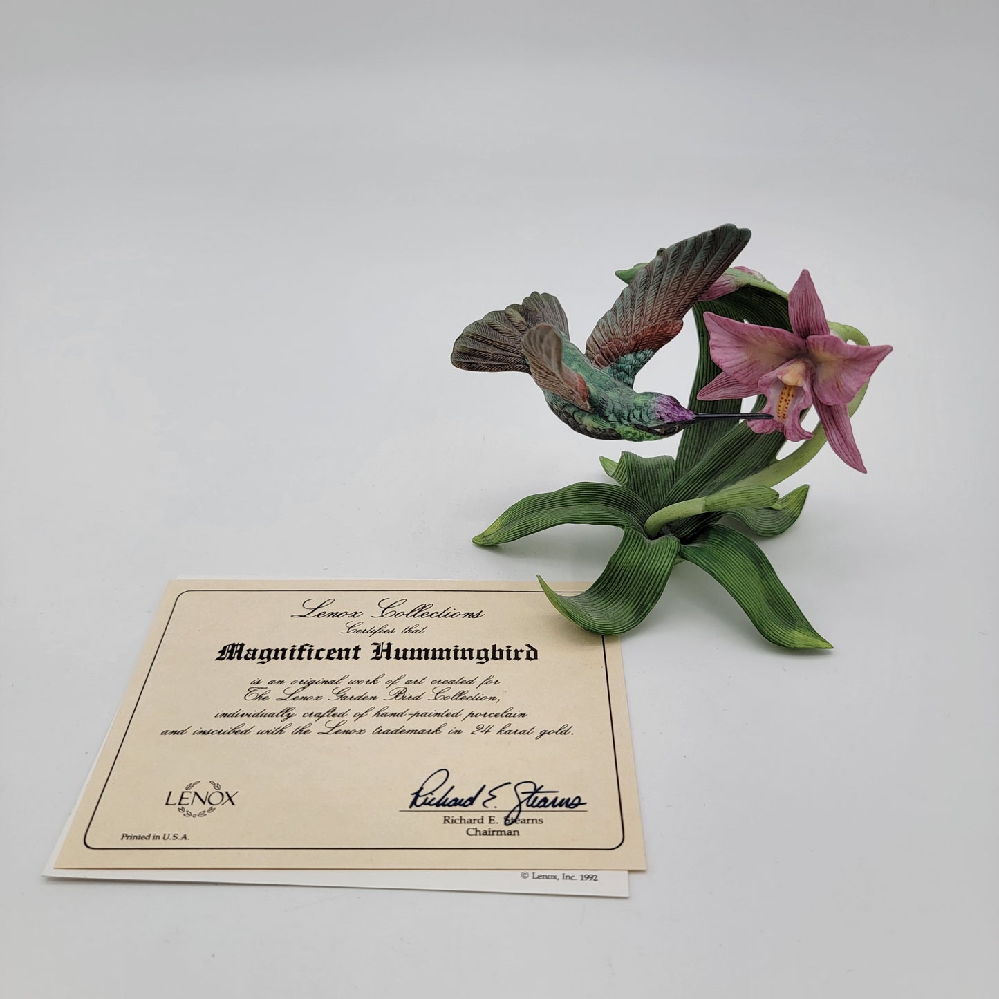 Vintage 1992 Lenox Magnificent Hummingbird Porcelain Figurine