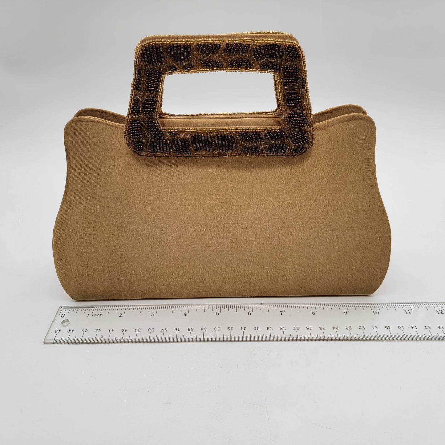 Vintage Bijoux Terner Satin Beaded Evening Bag Purse