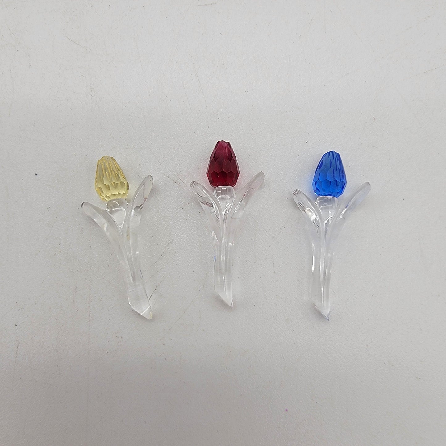 Vintage Swarovski Crystal SCS Members Gift Mini Tulips & Display Stand With Box