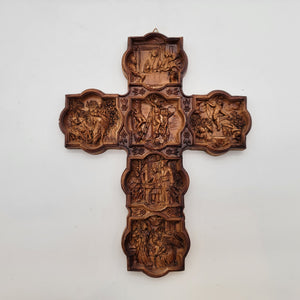 Life Of Christ Italian Wall Cross With Detailed Relief Panels