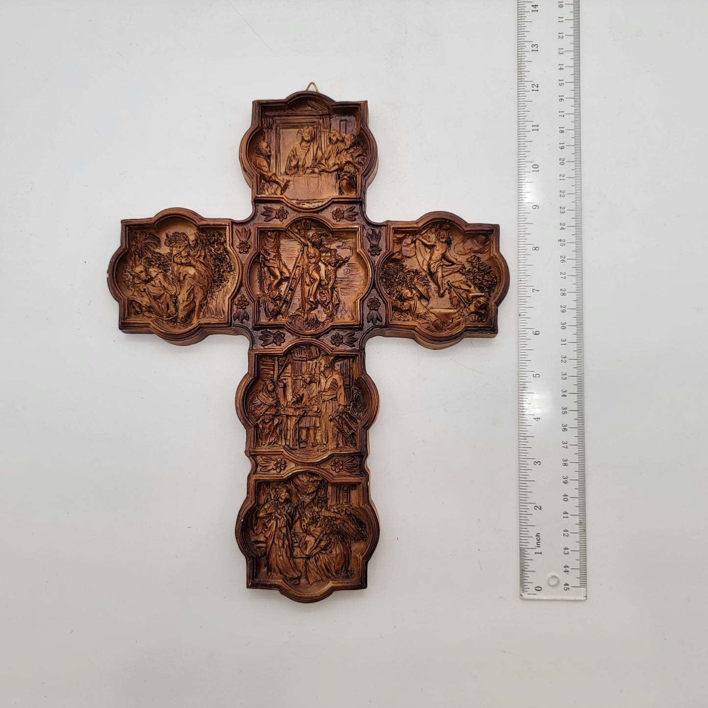 Life Of Christ Italian Wall Cross With Detailed Relief Panels