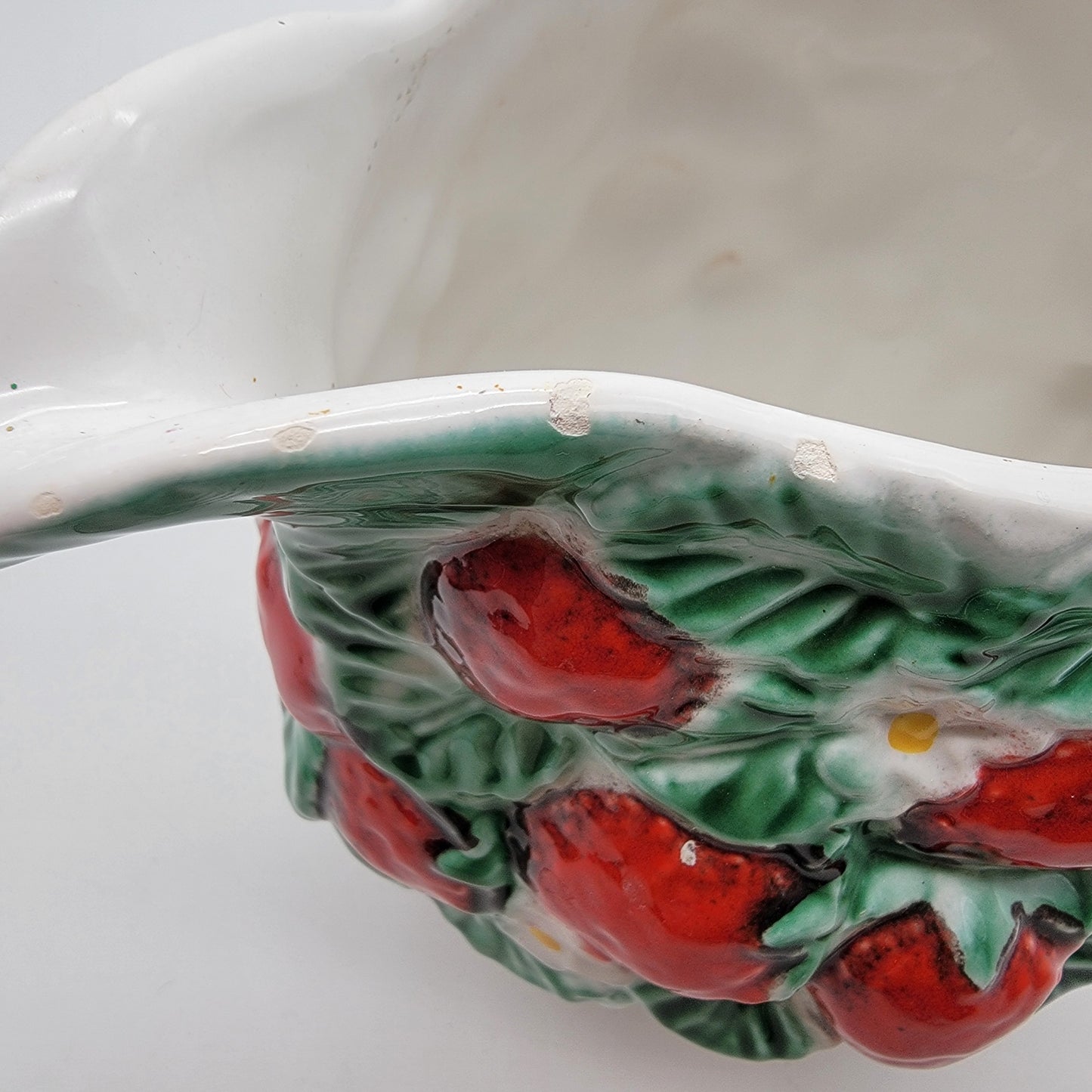 Vintage Italian Majolica Strawberries Water Pitcher