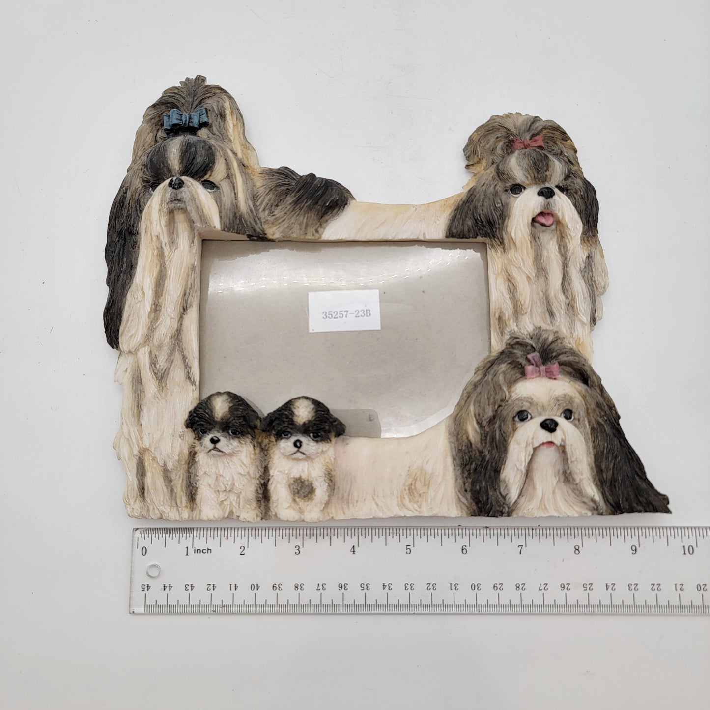 3-D Shih-Tzu Dog Family Photo Frame - Black
