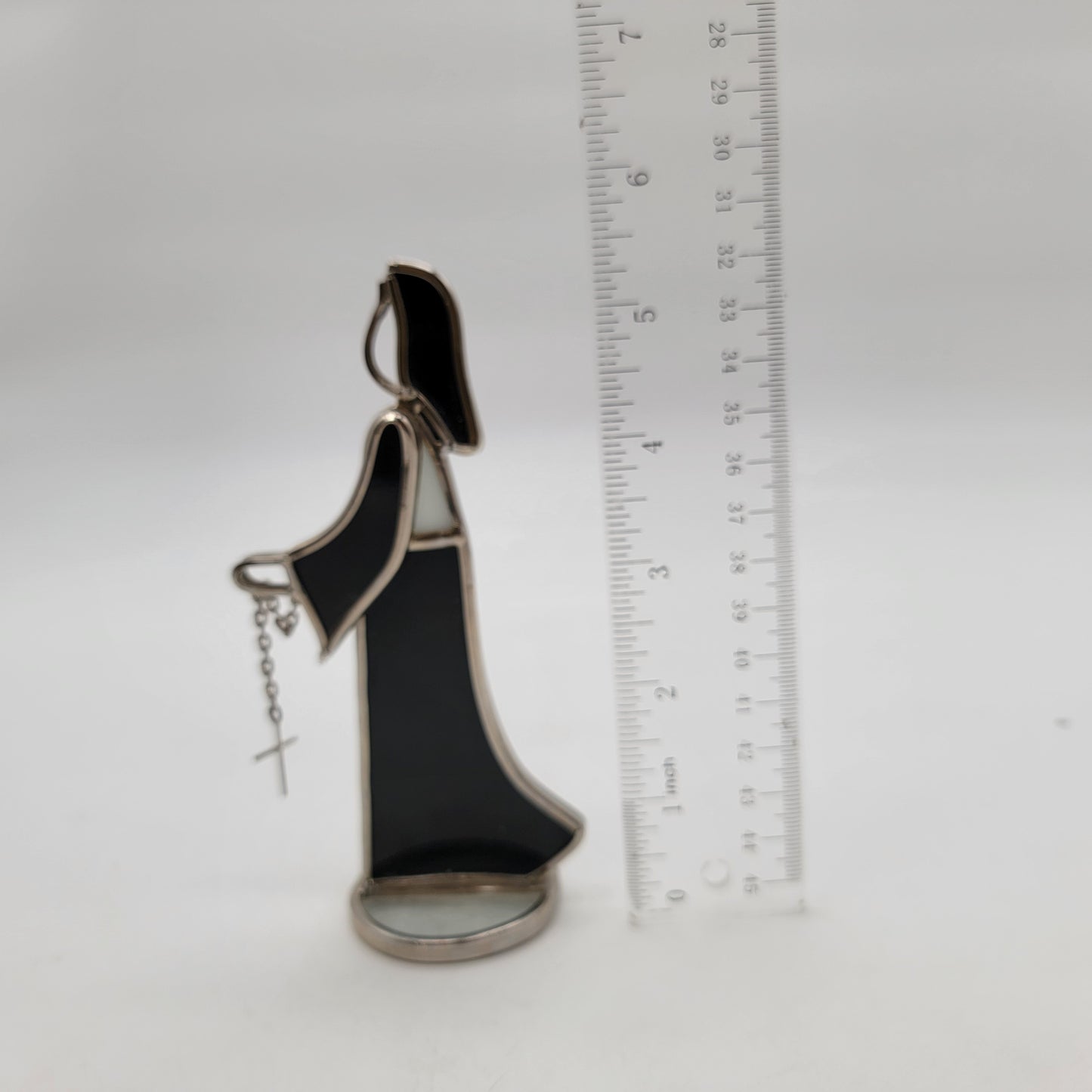 Stained Glass Nun Figurine With Rosary Chain - 5.5"