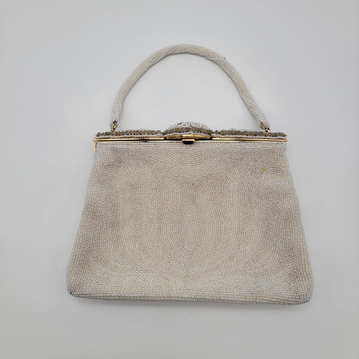 Vintage Walborg White Beaded Evening Bag Purse