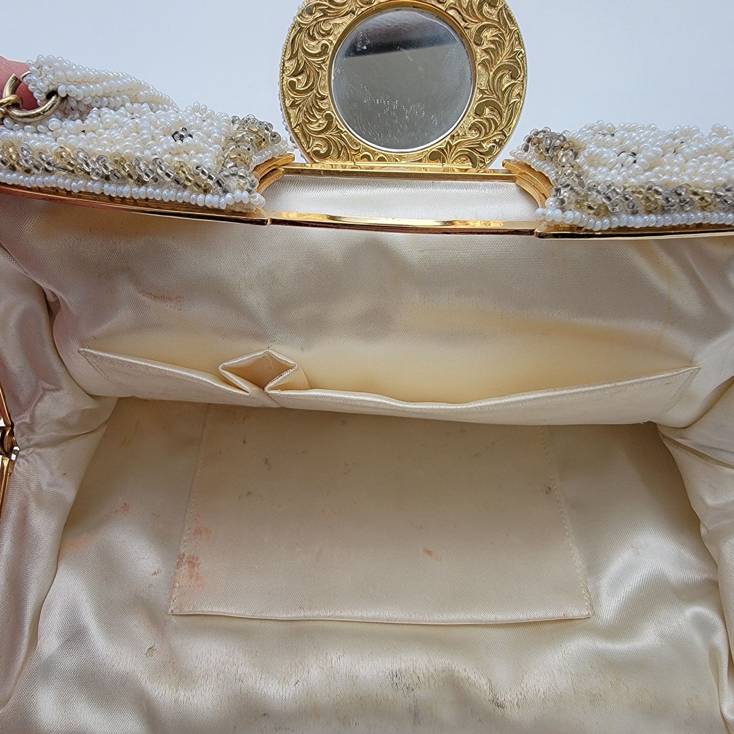 Vintage Walborg White Beaded Evening Bag Purse