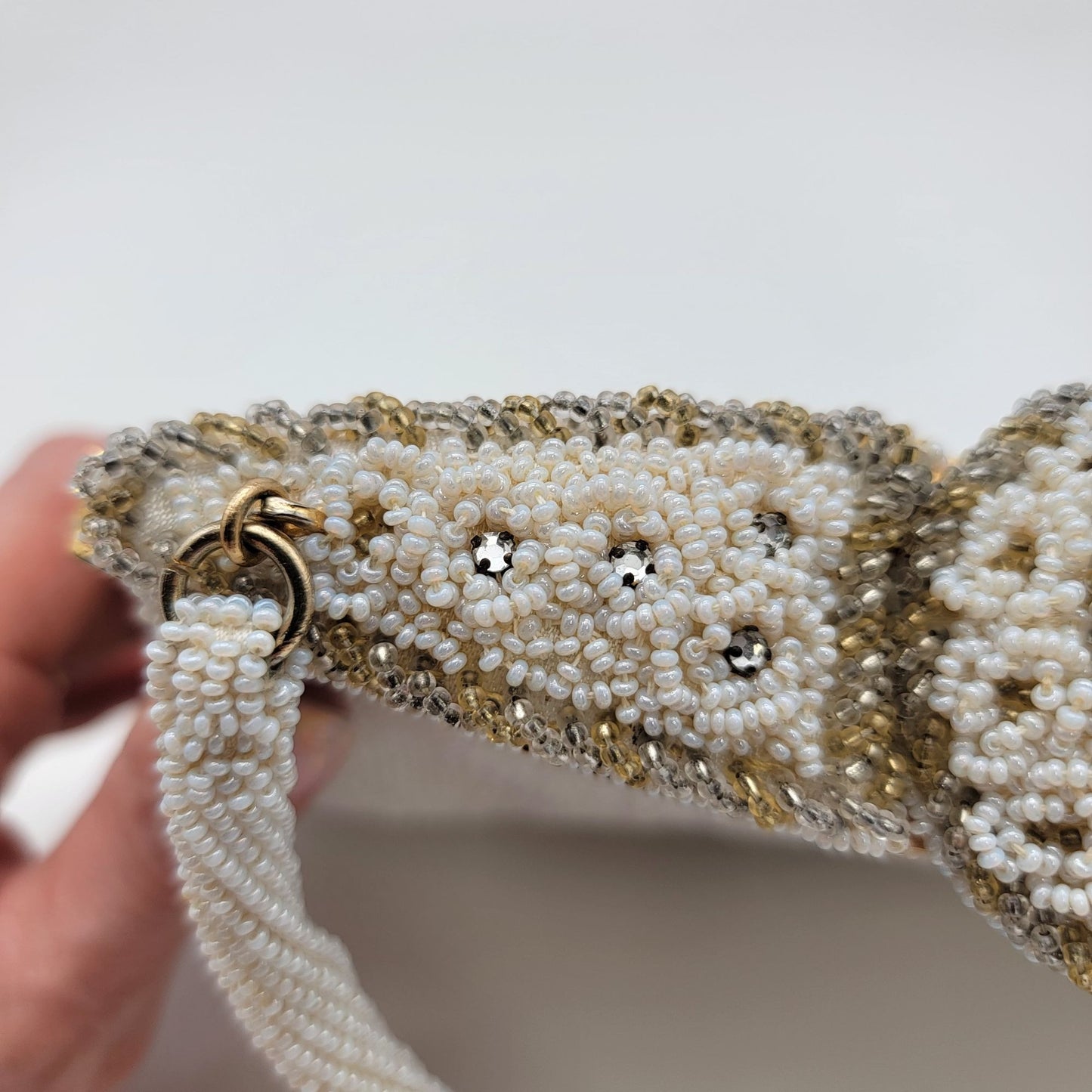 Vintage Walborg White Beaded Evening Bag Purse