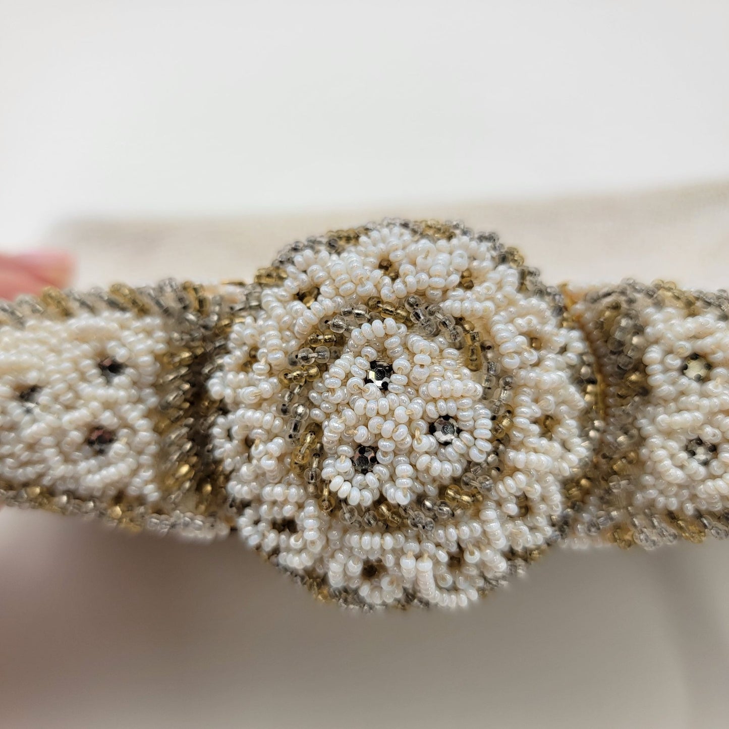 Vintage Walborg White Beaded Evening Bag Purse