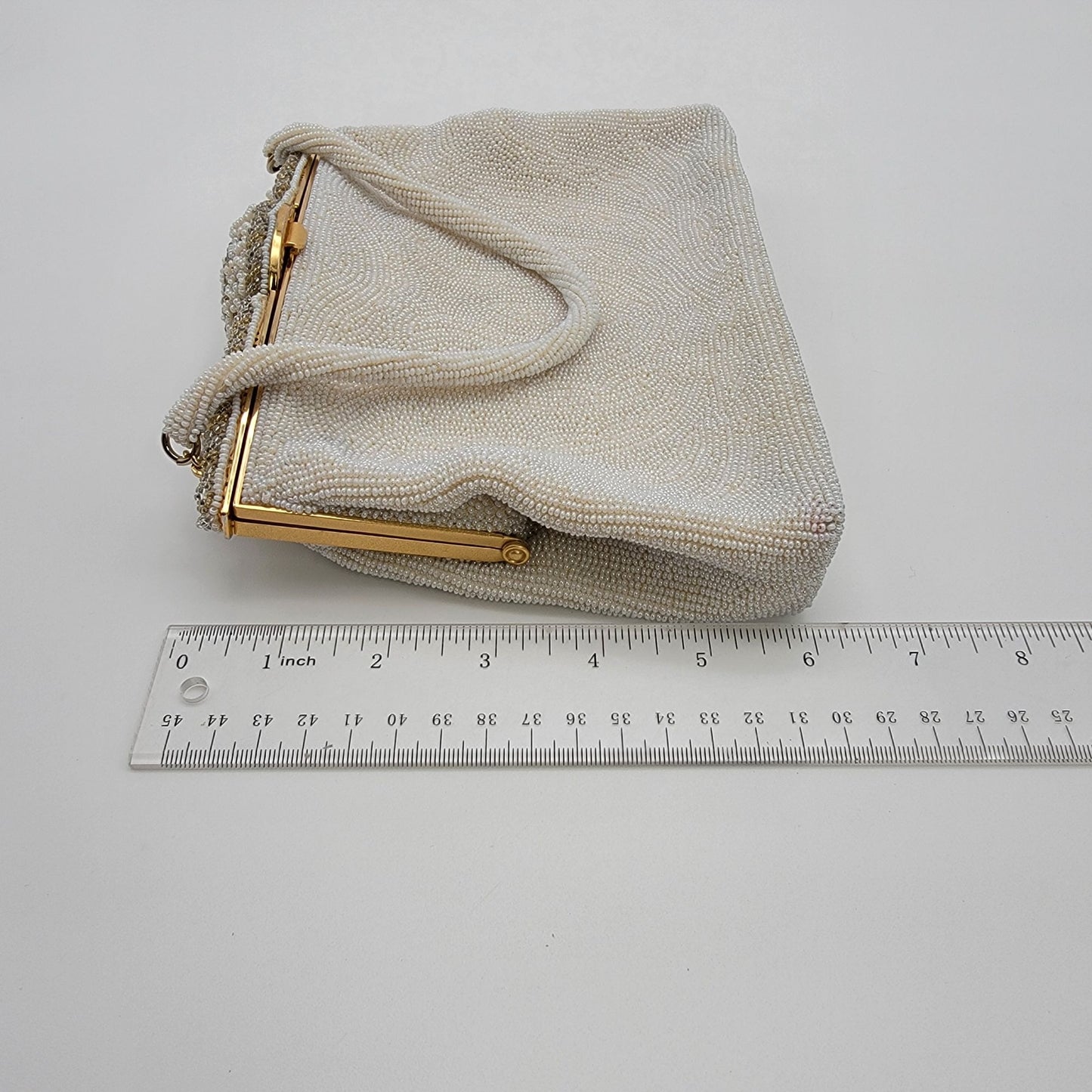 Vintage Walborg White Beaded Evening Bag Purse