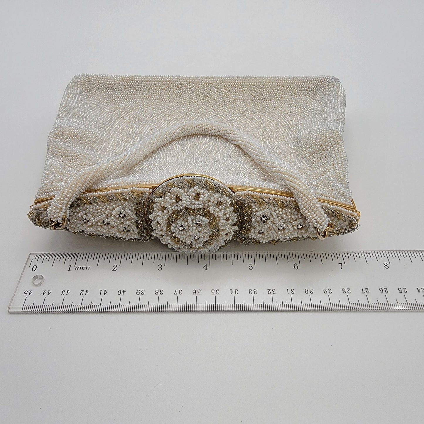 Vintage Walborg White Beaded Evening Bag Purse