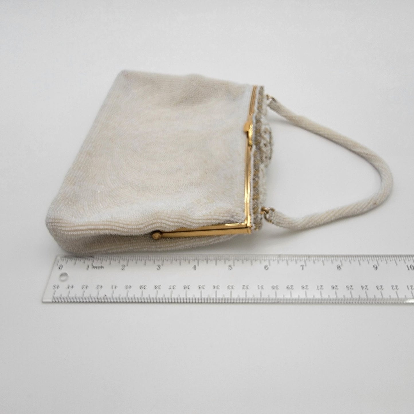 Vintage Walborg White Beaded Evening Bag Purse