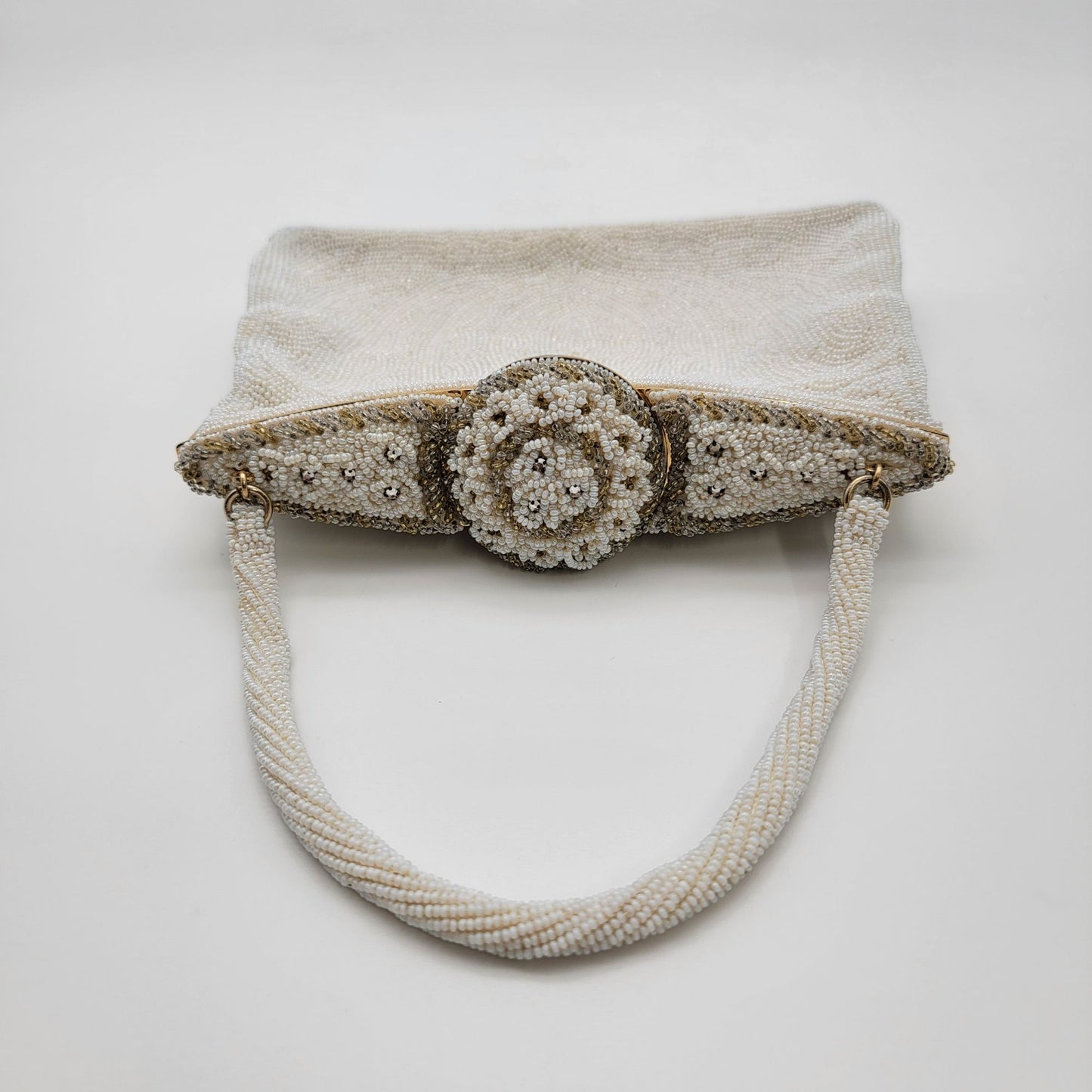 Vintage Walborg White Beaded Evening Bag Purse