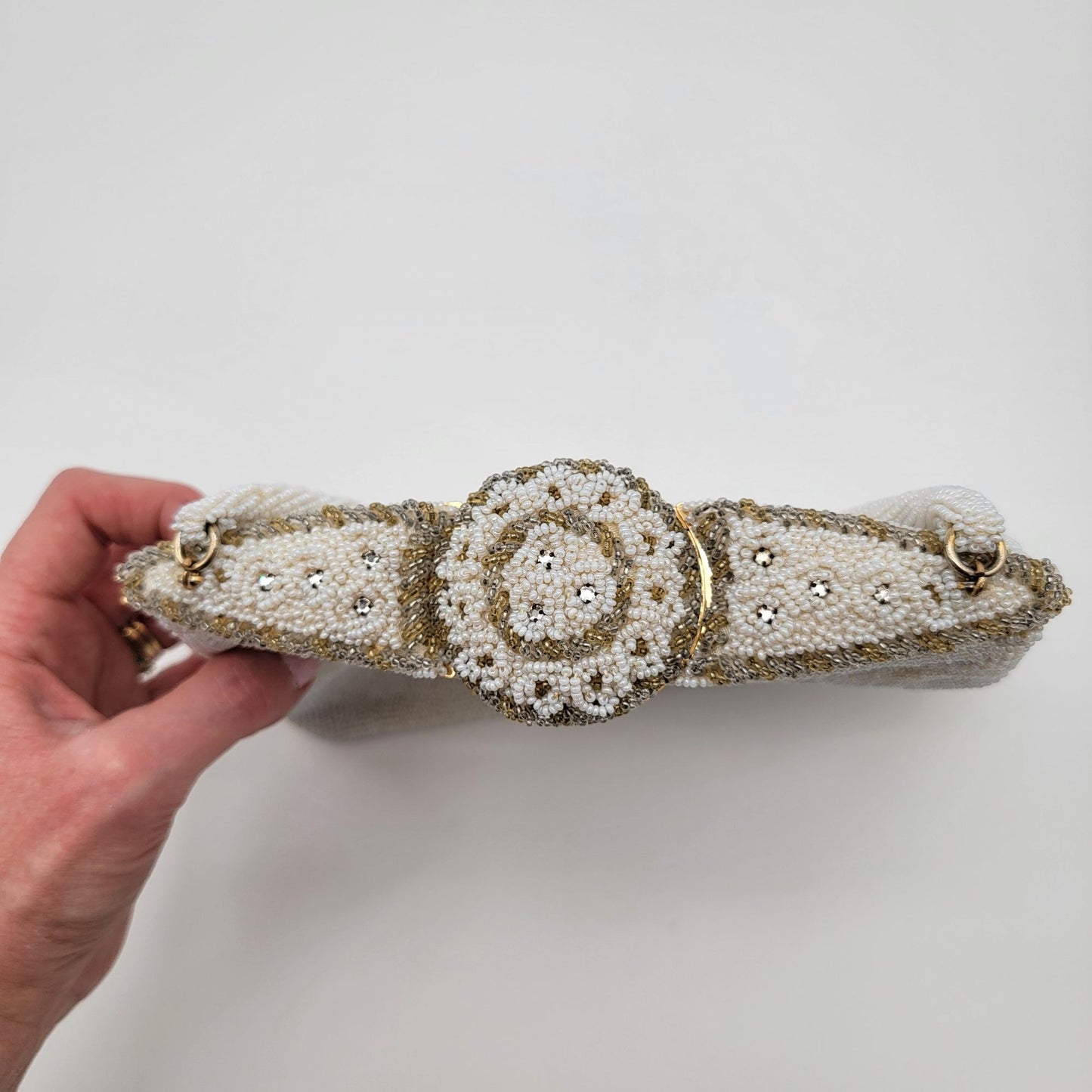 Vintage Walborg White Beaded Evening Bag Purse