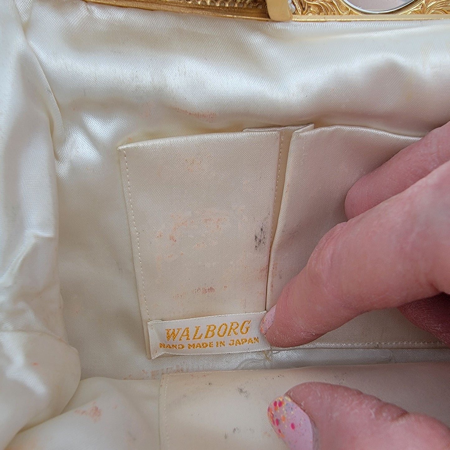 Vintage Walborg White Beaded Evening Bag Purse