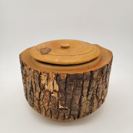 Wooden Log Storage Box With Lid