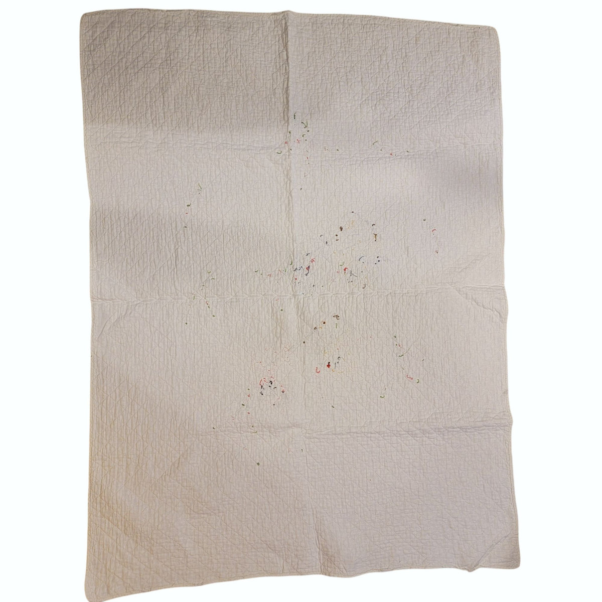 Vintage Hand-Embroidered Baby Quilt With Animals
