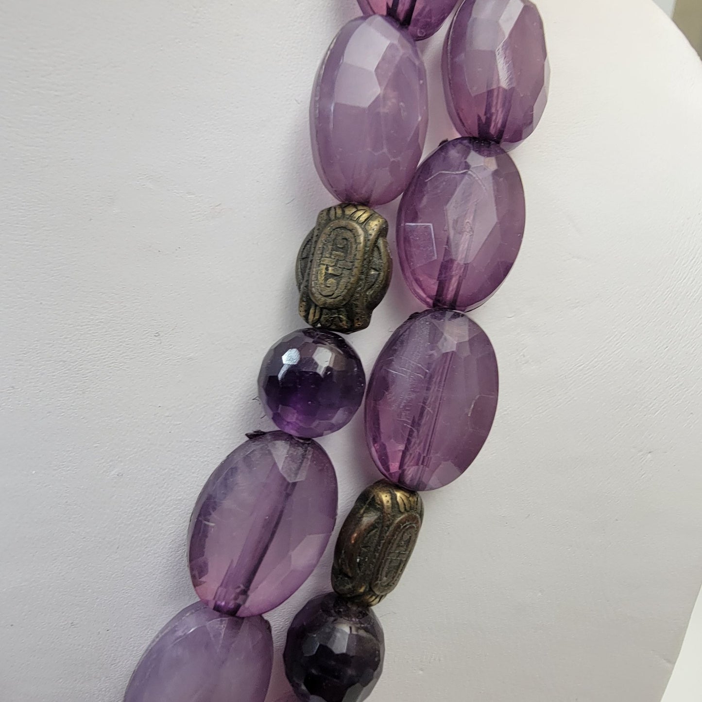 Natural Faceted Faux Amethyst Beaded Necklace With Dream Amethyst Pendant