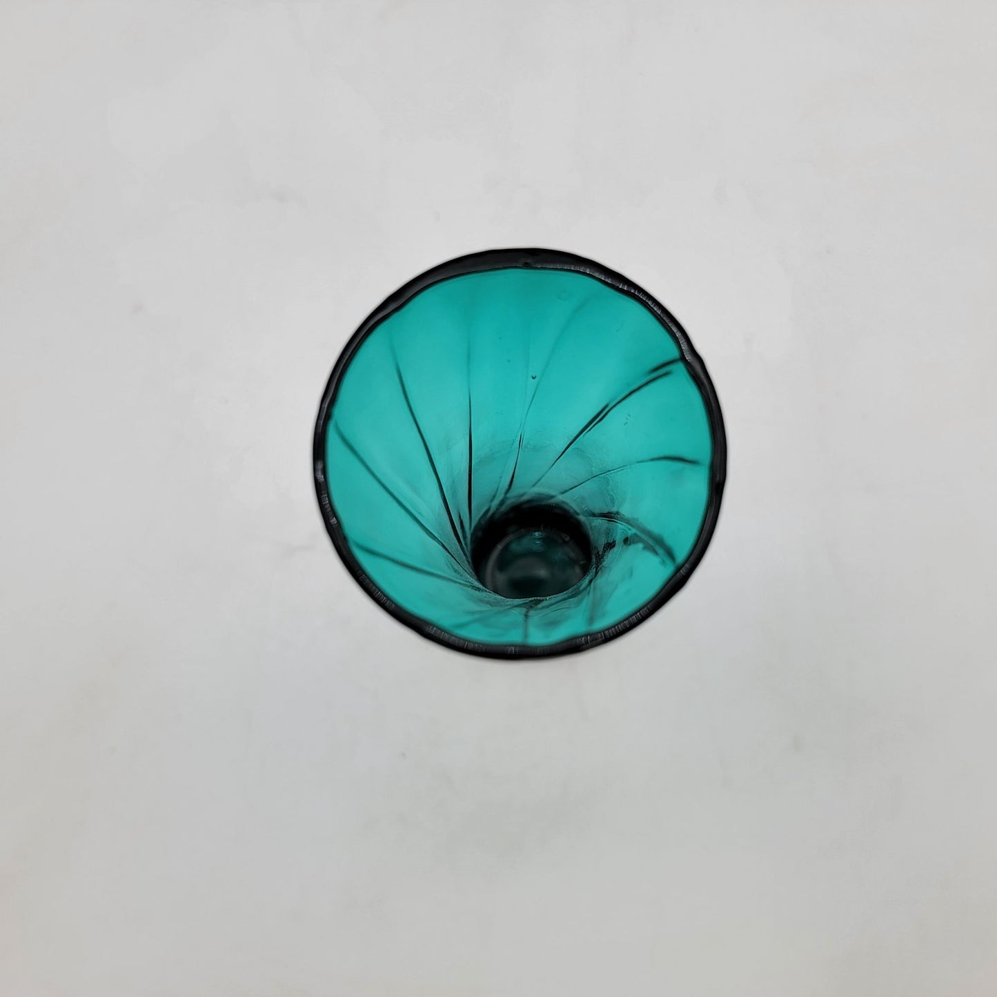 Vintage Teal Glass Vase w/ Swirled Design