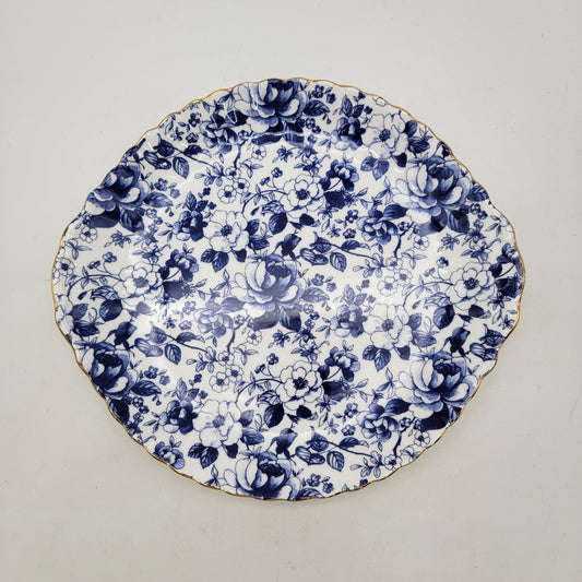 Allyn Nelson Collection Blue & White Chintz Fine Bone China Cake Serving Dish